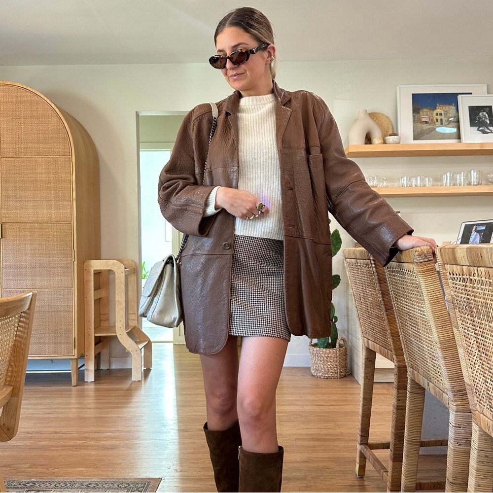 leather long coat